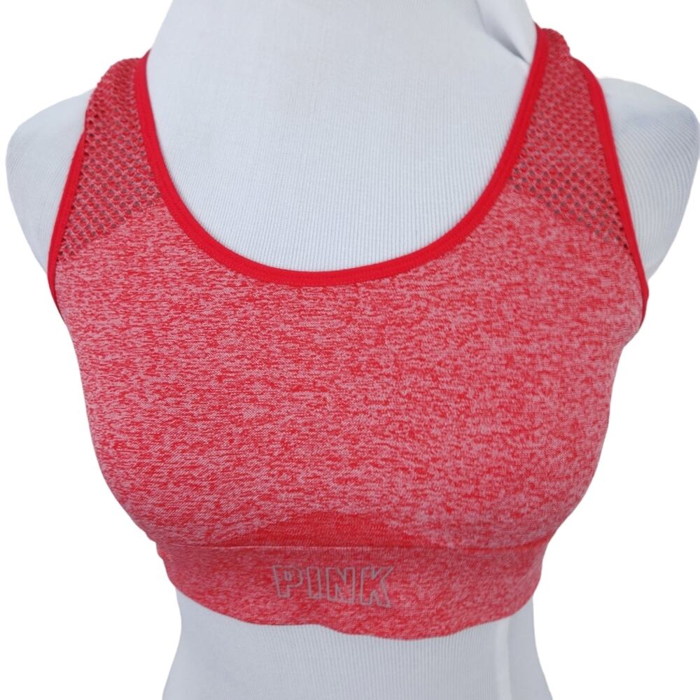 Victoria's Secret Pink Sports Bra Medium Red Racerback Wireless Athleticwear